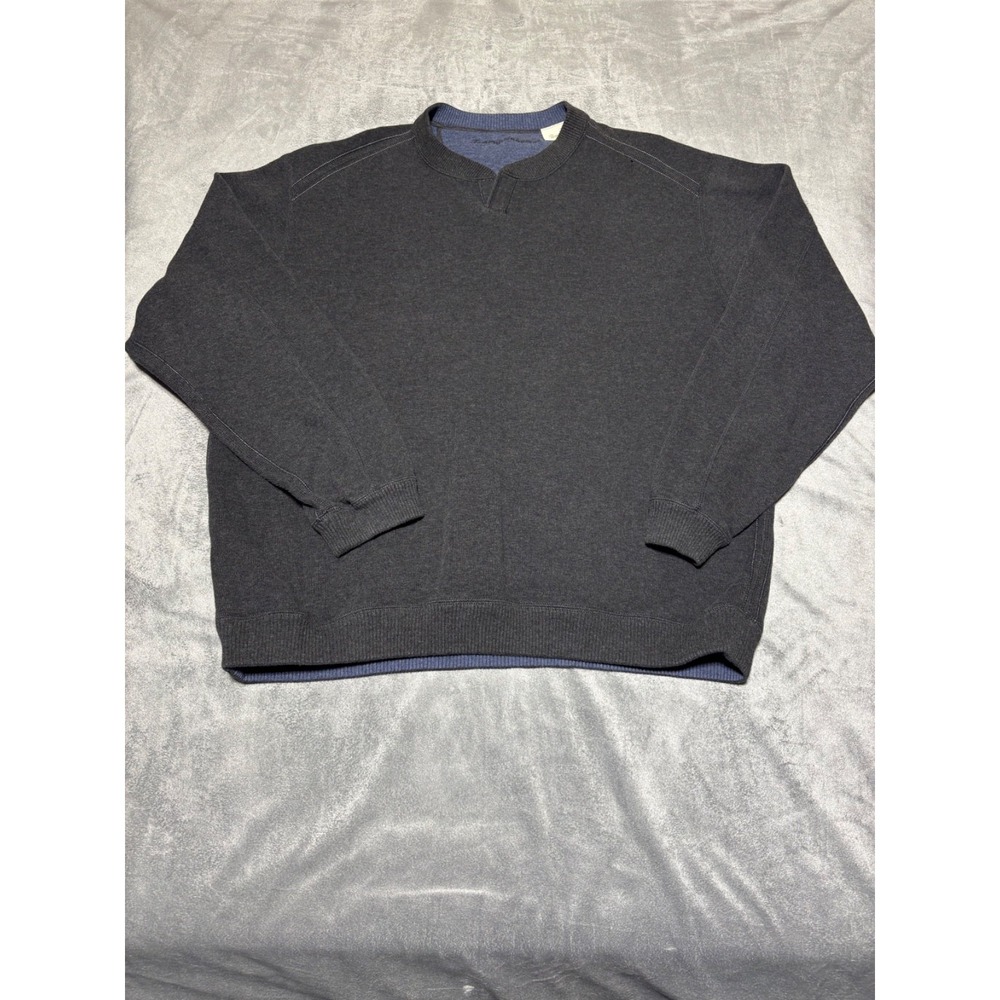 Tommy Bahama Mens XL Gray Blue Reversible Cotton Sweatshirt Top